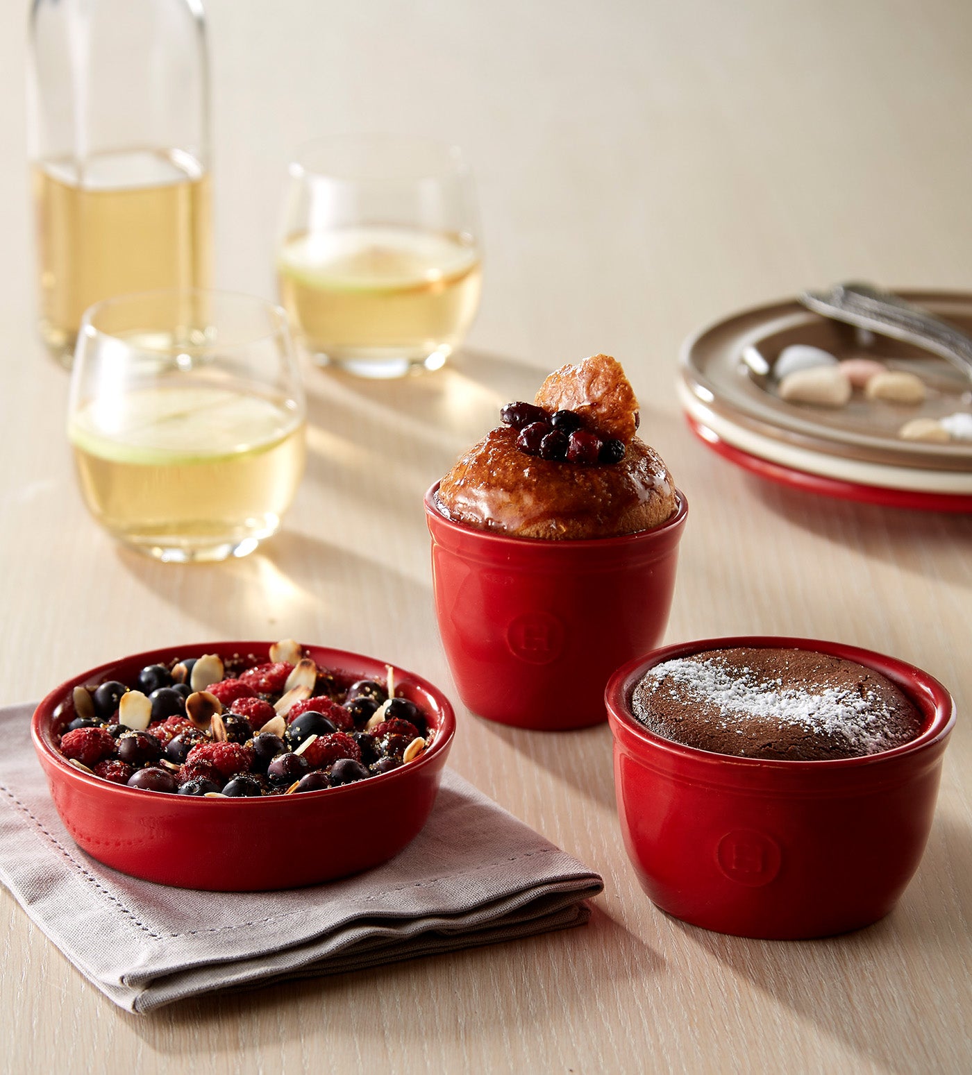 Emile Henry Made in France 8.5 oz Creme Brulee, Set of 2, 5" by 1.5"