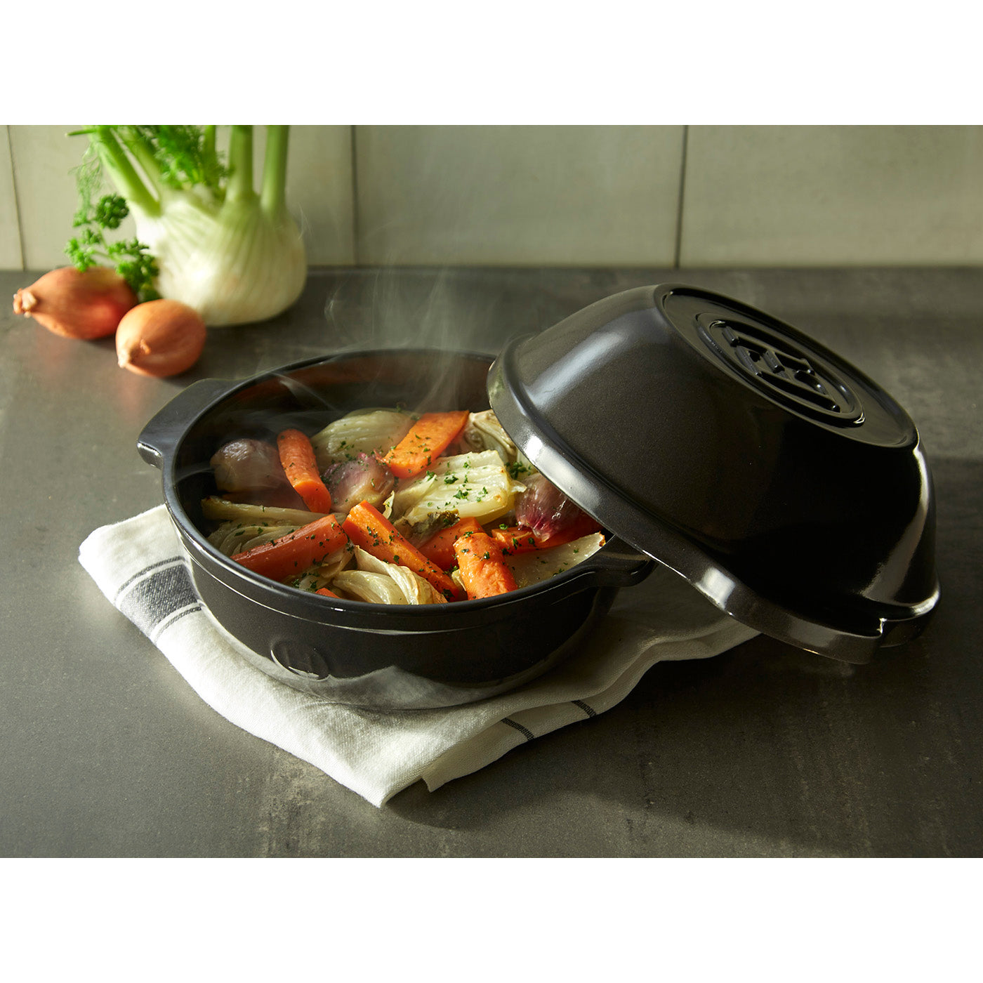 Emile Henry Bread & Potato Pot, Charcoal