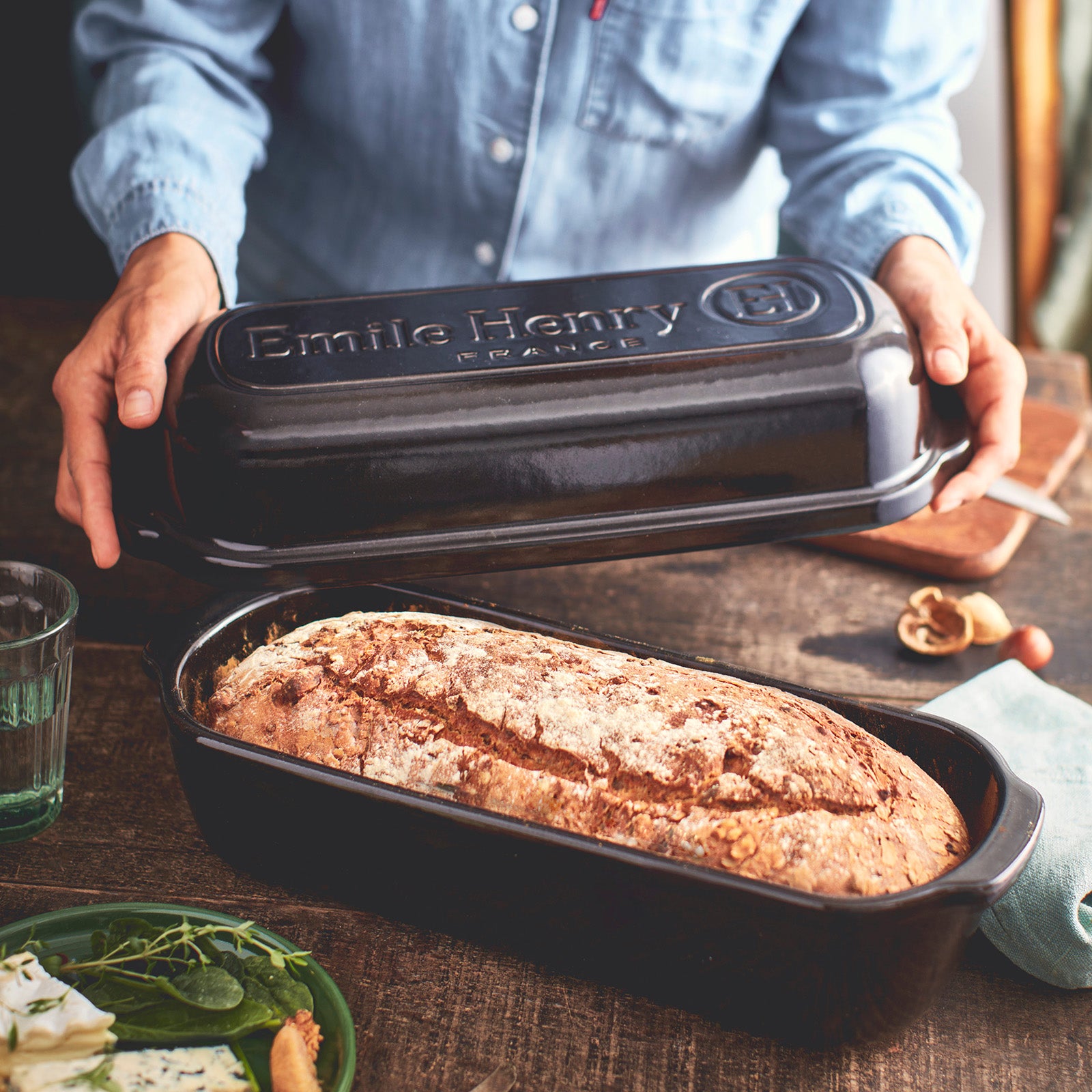 Emile Henry Italian Bread Loaf Baker, Charcoal