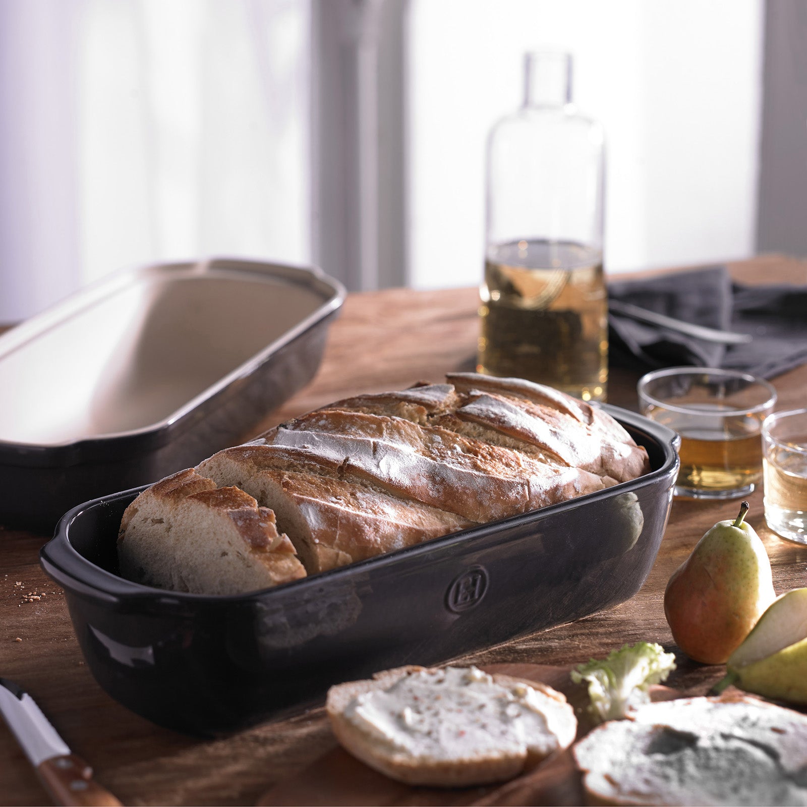Emile Henry Italian Bread Loaf Baker, Charcoal