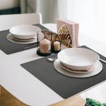 Davanti by Frieling Mattola Placemats Set of 6, Rectangular 16.5 x 12.5 Inch Indoor Outdoor Table Placemats – Castlerock Gray