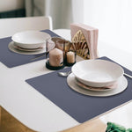 Davanti by Frieling Mattola Placemats Set of 6, Rectangular 16.5 x 12.5 Inch Indoor Outdoor Table Placemats – Stone Marine