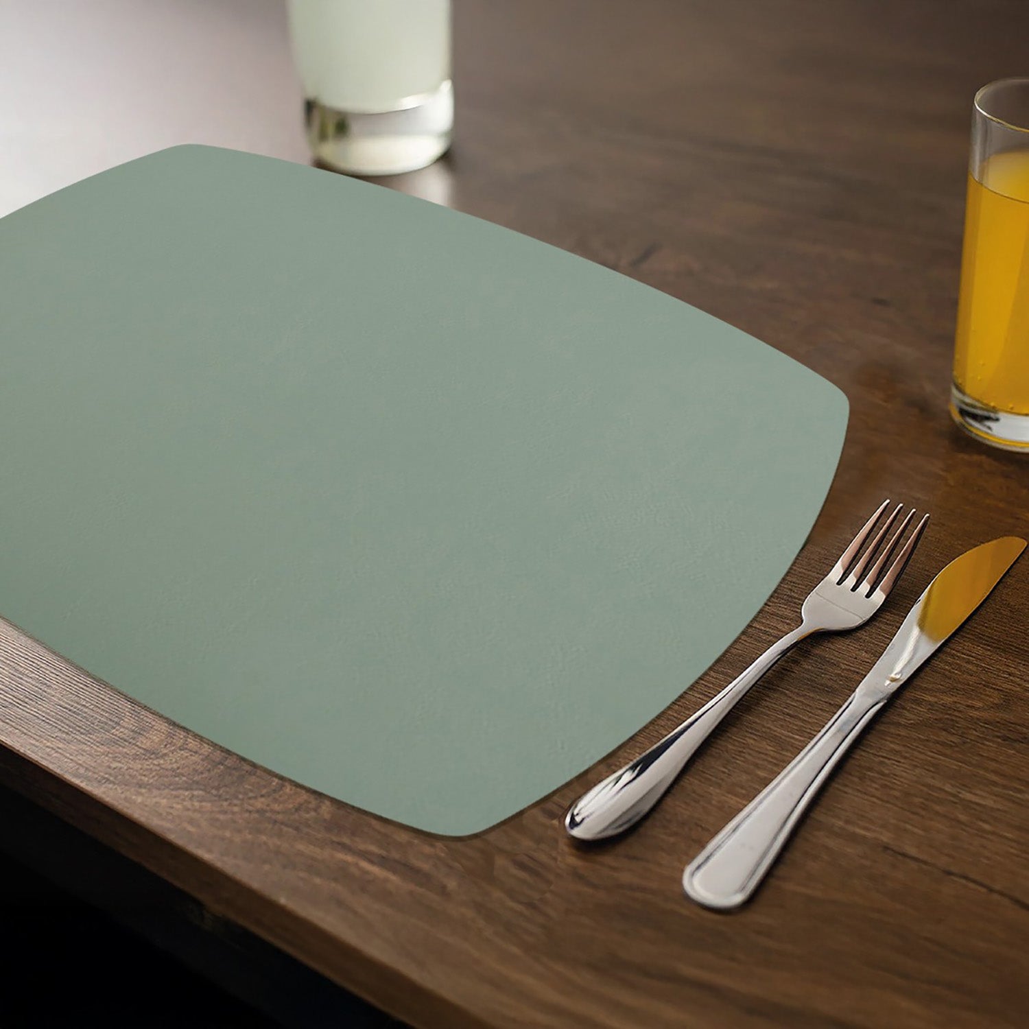 Davanti by Frieling Mattola Placemats Set of 6, Rectangle Plus, 14 x 18 Inch Indoor Outdoor Table Placemats, Mint