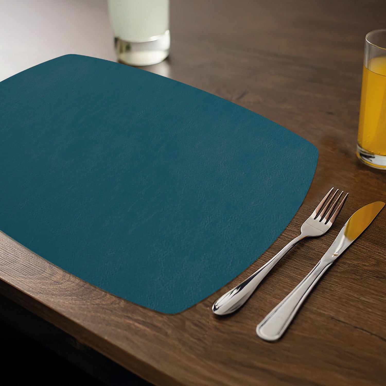 Davanti by Frieling Mattola Placemats Set of 6, Rectangle Plus, 14 x 18 Inch Indoor Outdoor Table Placemats, Pine Green