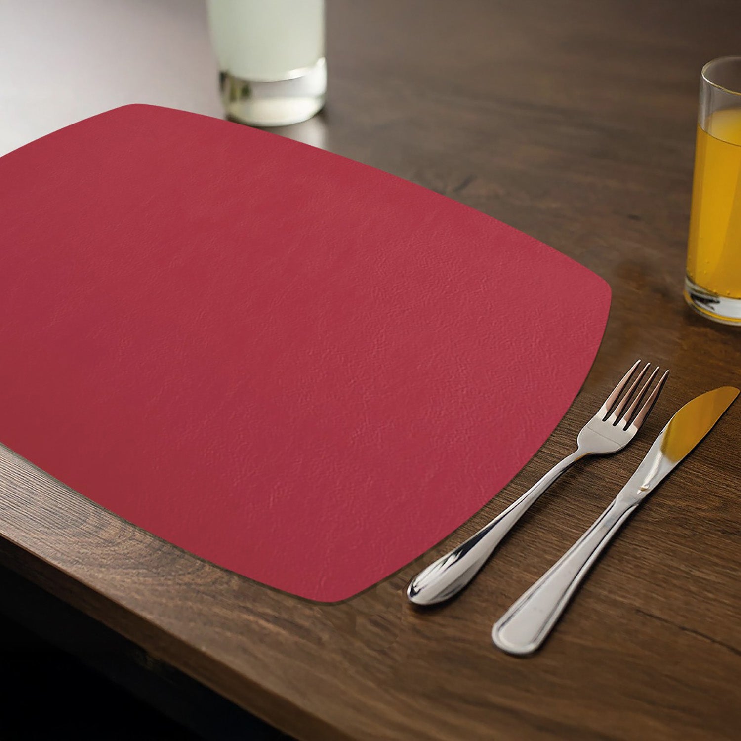 Davanti by Frieling Mattola Placemats Set of 6, Rectangle Plus, 14 x 18 Inch Indoor Outdoor Table Placemats, Earth Red