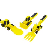 Constructive Eating Set of 3 Construction Eating Utensils for Kids and Toddlers, Yellow