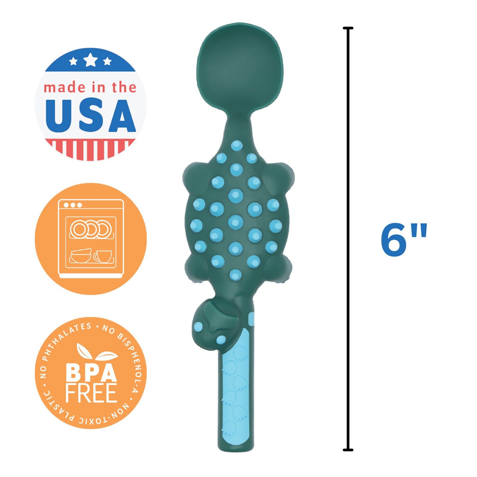 Constructive Eating Set of 3 Dino Eating Utensils for Kids and Toddlers, Green
