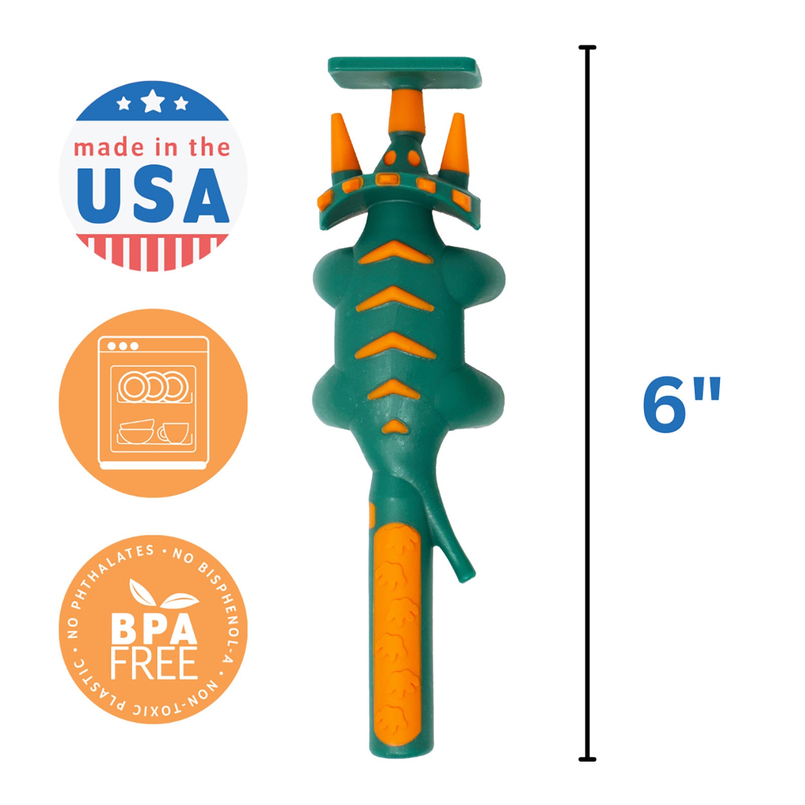 Constructive Eating Set of 3 Dino Eating Utensils for Kids and Toddlers, Green