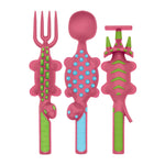 Constructive Eating Set of 3 Dino Eating Utensils for Kids and Toddlers, Pink