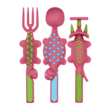 Constructive Eating Set of 3 Dino Eating Utensils for Kids and Toddlers, Pink