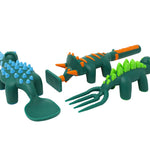 Constructive Eating Set of 3 Dino Eating Utensils for Kids and Toddlers