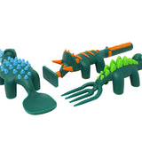 Constructive Eating Set of 3 Dino Eating Utensils for Kids and Toddlers, Green