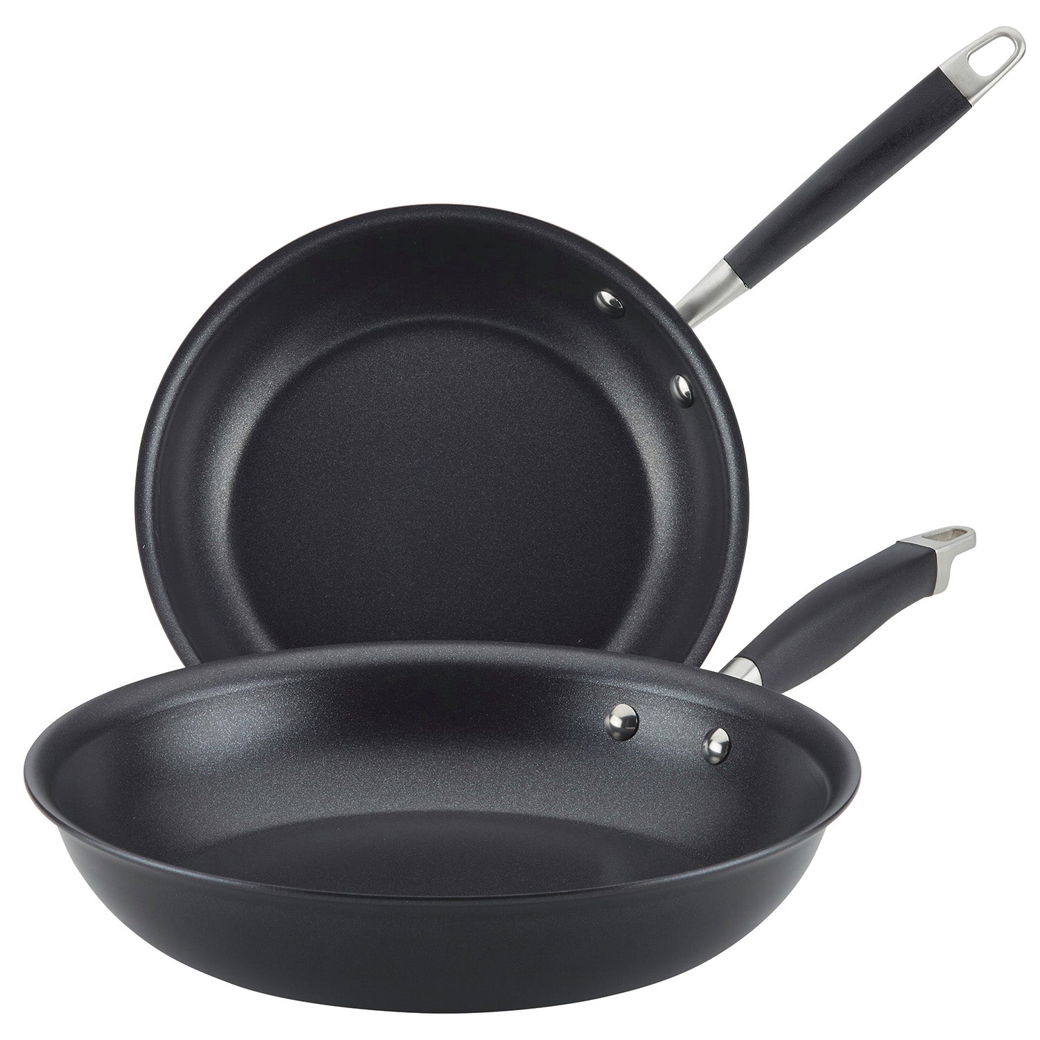 Anolon Advanced Home Hard-Anodized Nonstick Frying Pan Set, 2-Piece, 10-Inch & 12.75-Inch, Onyx