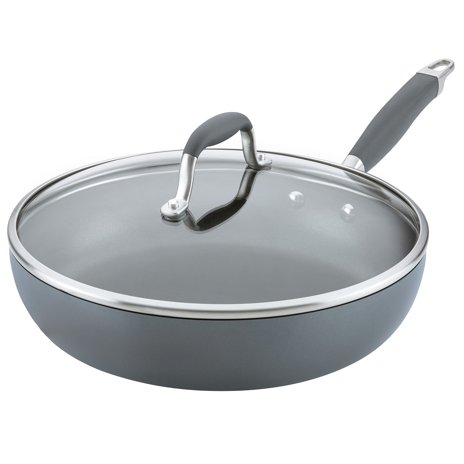Anolon Advanced Home Hard-Anodized Nonstick Deep Frying Pan with Lid, 12-Inch, Moonstone