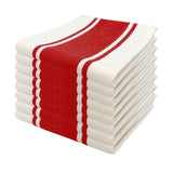 MU Kitchen Set of 8 Classic Stripe Cotton Kitchen Dishtowel with Hanging Loop, 20 x 30 Inch