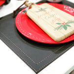 Davanti by Frieling Classic Luxe Placemats Set of 6, Rectangular 16.5 x 12.5 Inch Indoor Outdoor Table Placemats, Black Onyx
