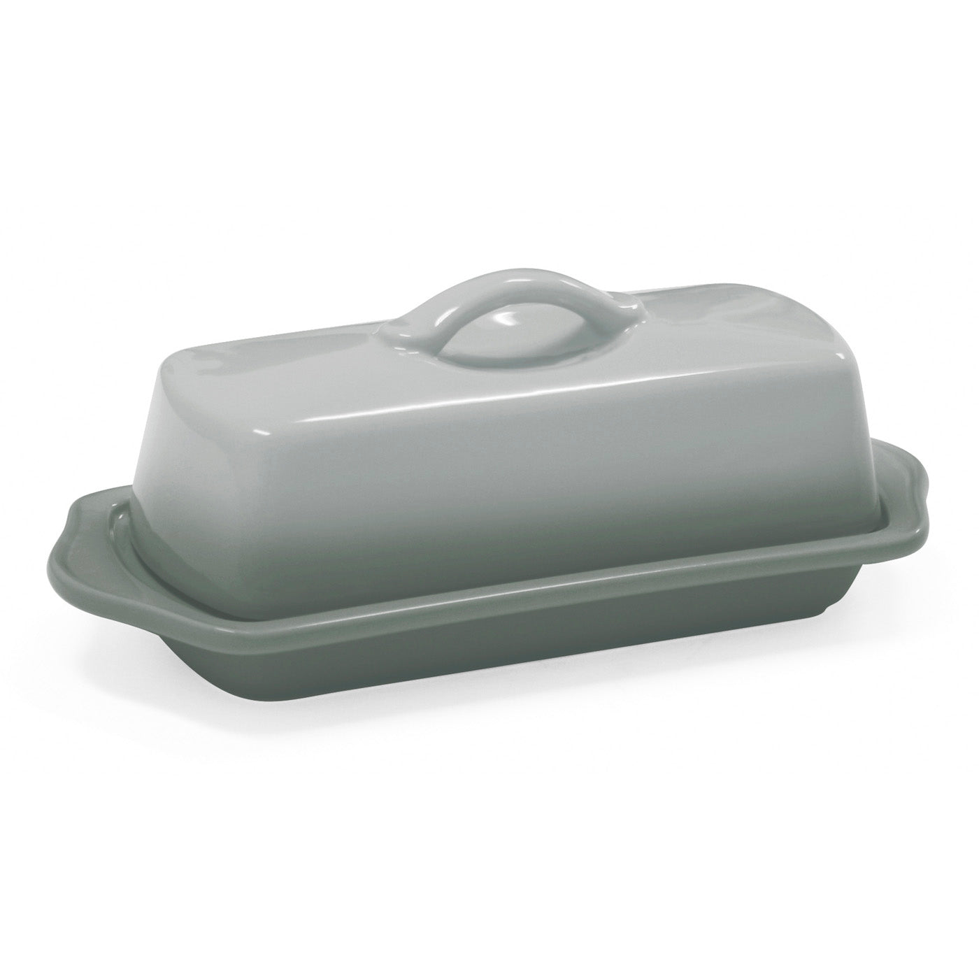 Chantal Full Size Ceramic Butter Dish, 8.5 Inch, Fade Grey