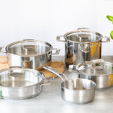 BRA Cookware Signature Stainless Steel Stock Pot w/Glass Lid, 8-Inch, 2.4-Quart