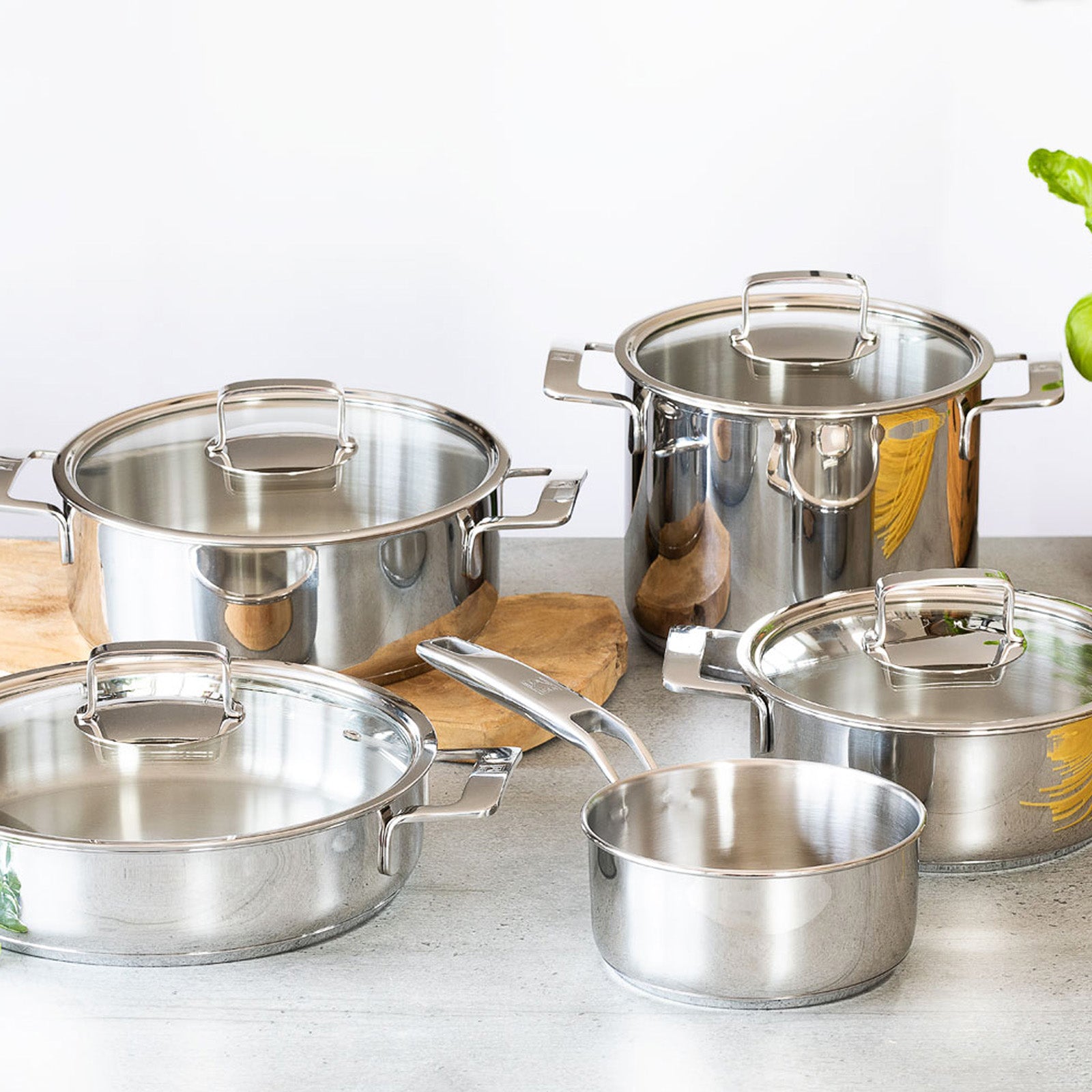 BRA Cookware Signature Stainless Steel Stock Pot w/Glass Lid, 9.5-Inch, 4-Quart
