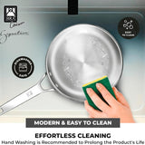 BRA Cookware Signature Stainless Steel Professional Deep High Side Frypan, 8-Inch