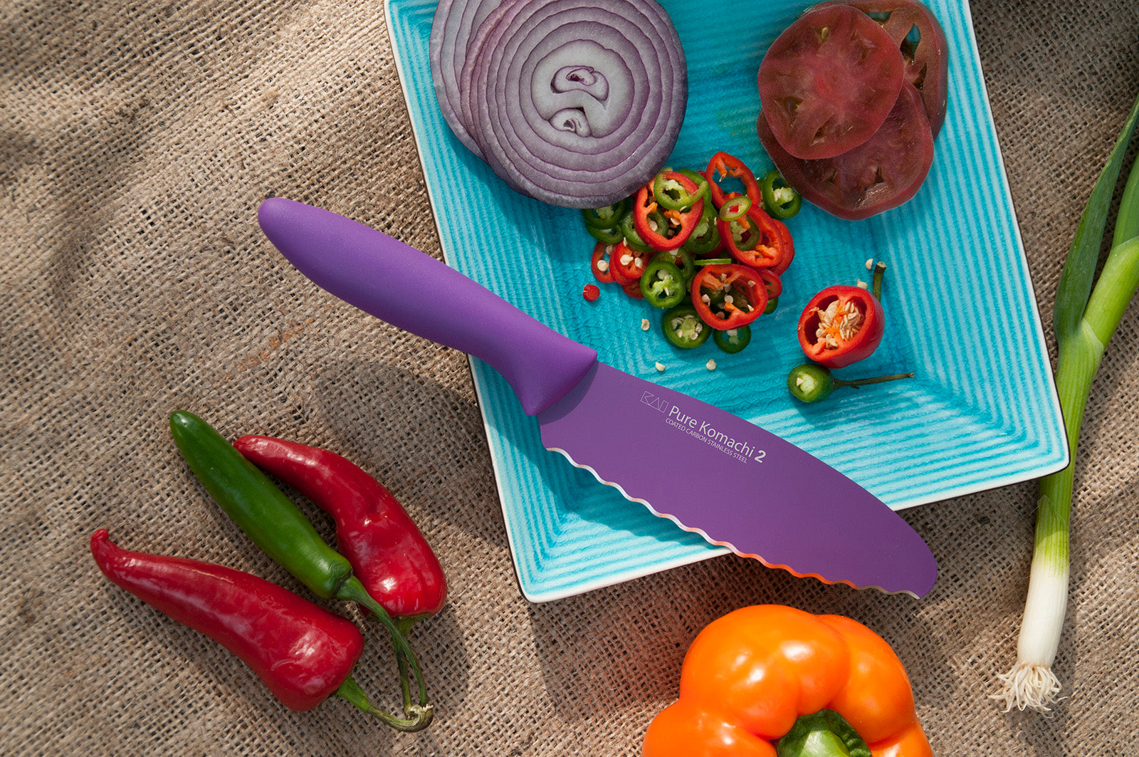 KAI Pure Komachi 2 5.75-Inch Scalloped Sandwich and Bagel Knife with Sheath