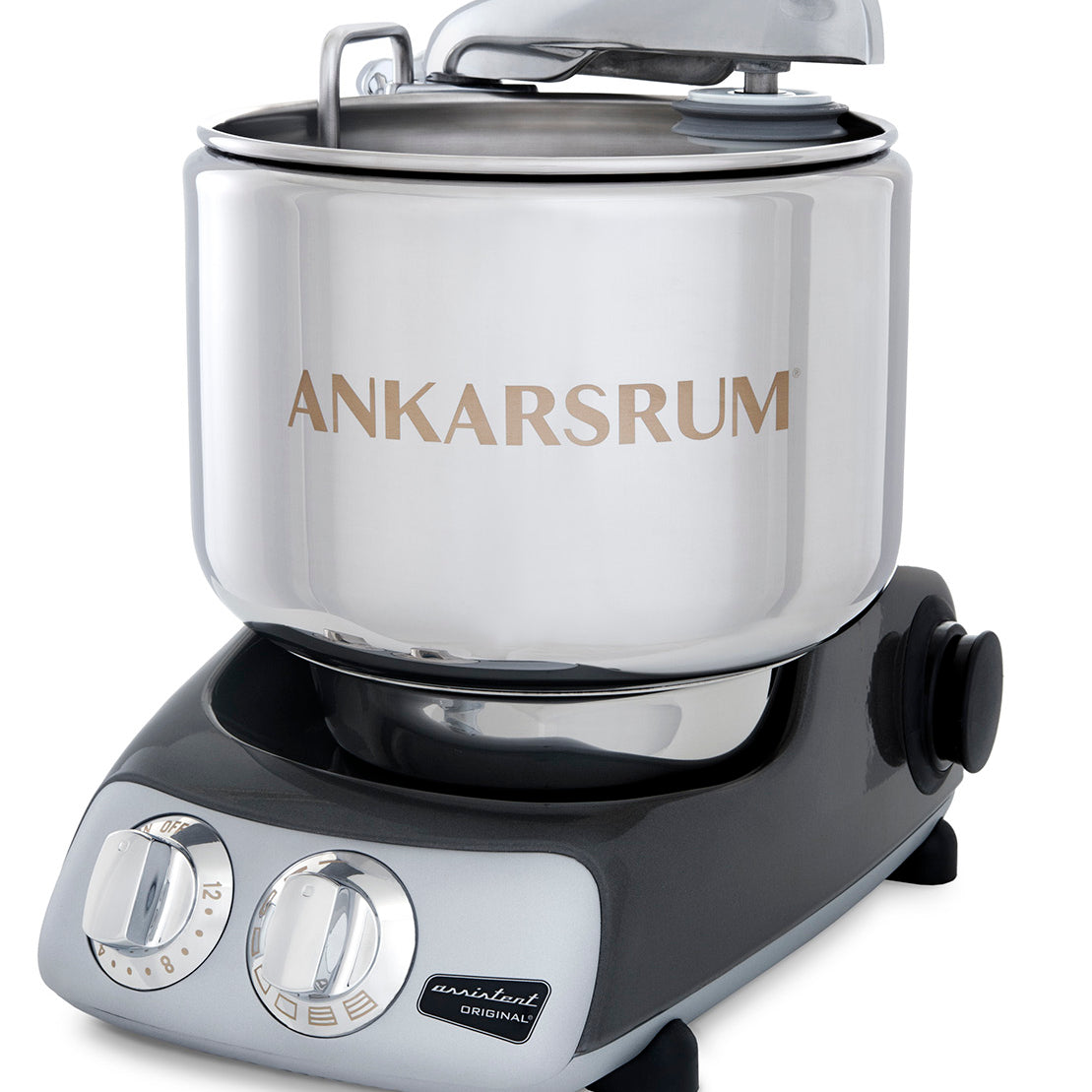Ankarsrum Original Stand Mixer – 7L Stainless Bowl – Swedish Bread & Dough Mixer with Attachments, Black Chrome