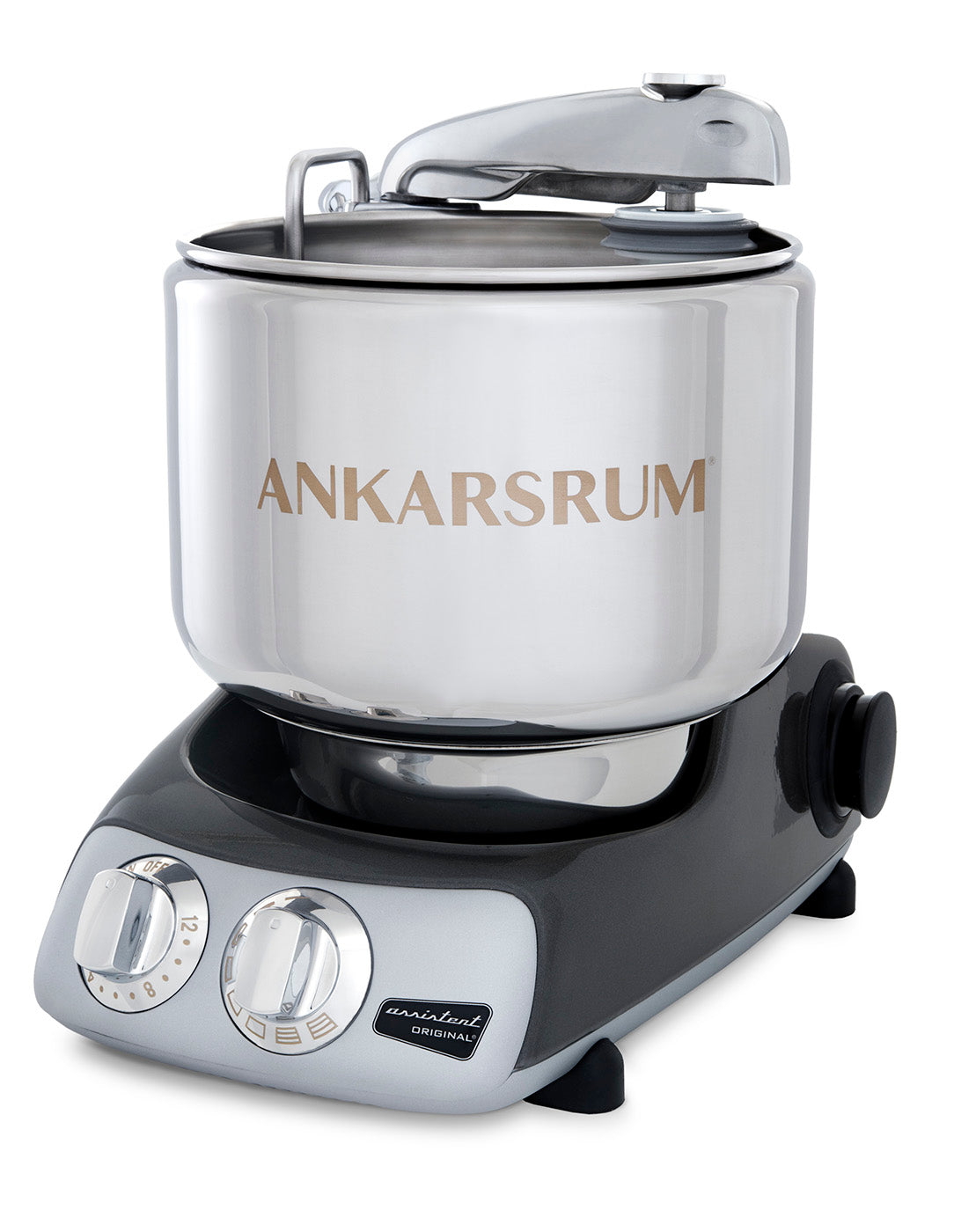 Ankarsrum Original Stand Mixer – 7L Stainless Bowl – Swedish Bread & Dough Mixer with Attachments, Black Chrome