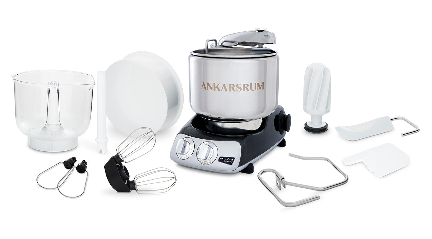 Ankarsrum Original Stand Mixer – 7L Stainless Bowl – Swedish Bread & Dough Mixer with Attachments, Black Diamond