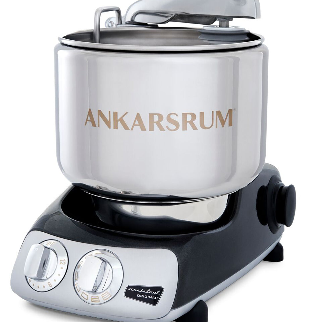 Ankarsrum Original Stand Mixer – 7L Stainless Bowl – Swedish Bread & Dough Mixer with Attachments, Black Diamond