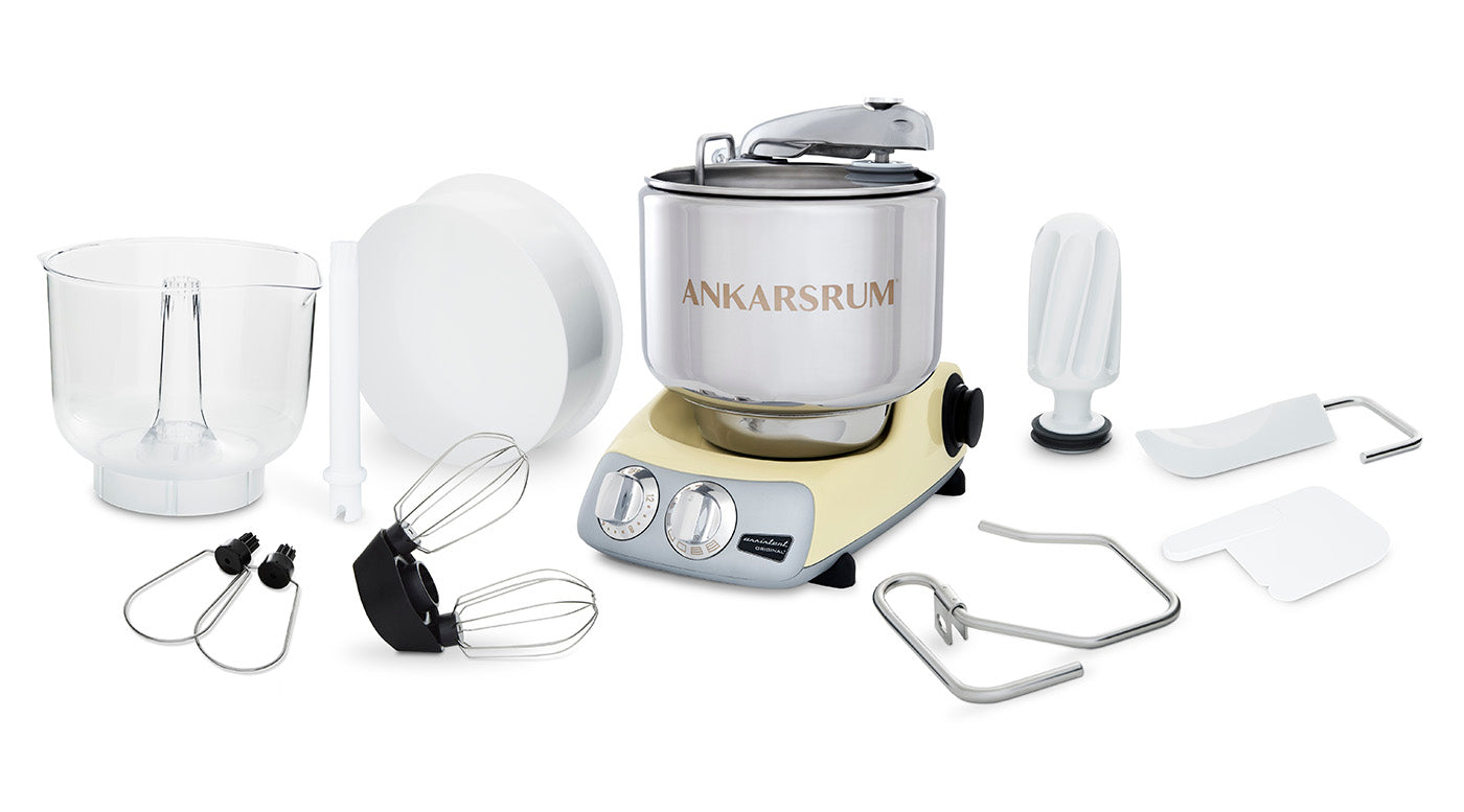 Ankarsrum Original Stand Mixer – 7L Stainless Bowl – Swedish Bread & Dough Mixer with Attachments, Creme