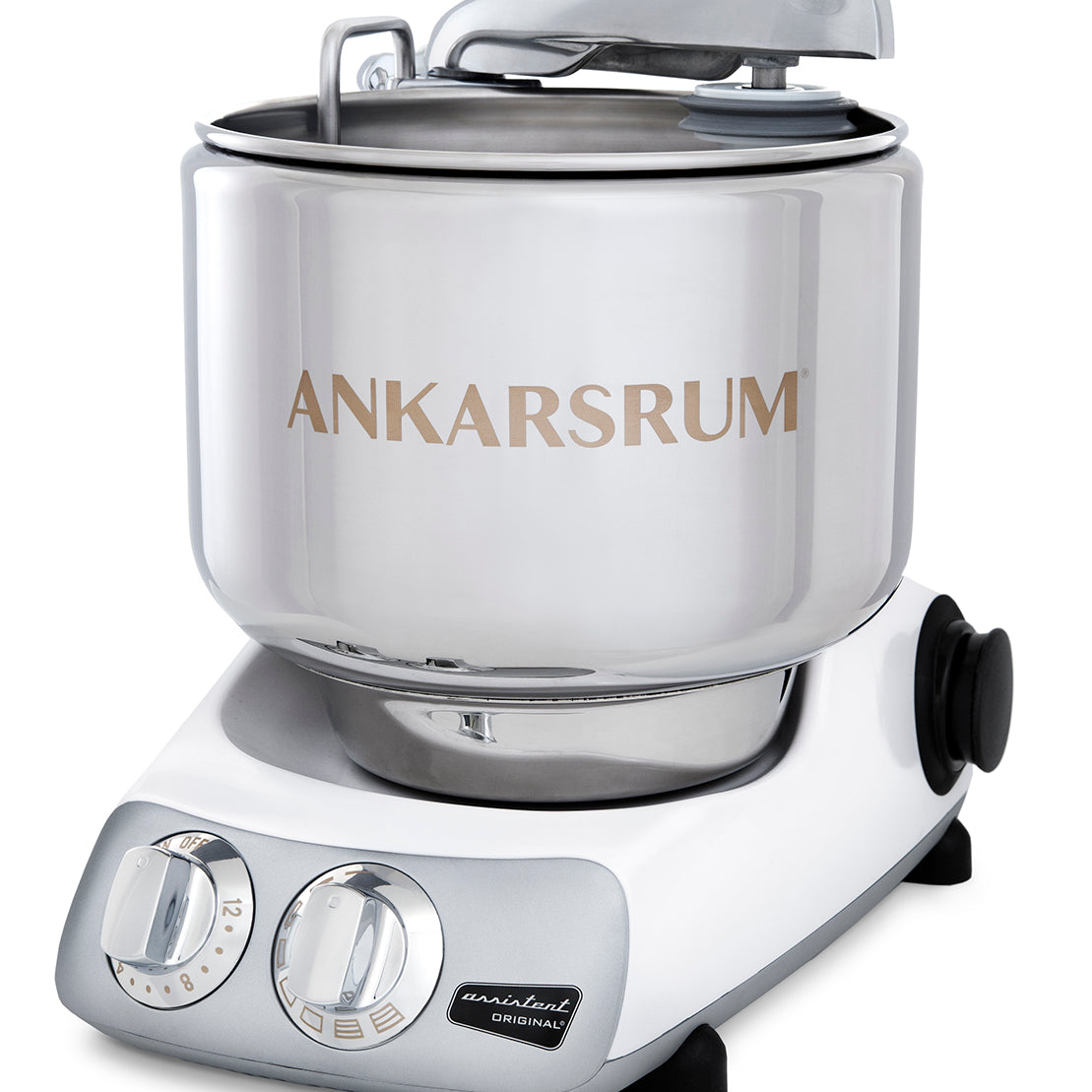 Ankarsrum Original Stand Mixer – 7L Stainless Bowl – Swedish Bread & Dough Mixer with Attachments, Gloss White