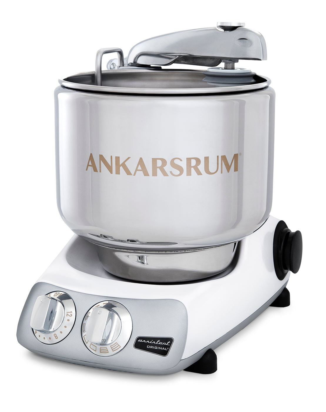Ankarsrum Original Stand Mixer – 7L Stainless Bowl – Swedish Bread & Dough Mixer with Attachments, Gloss White