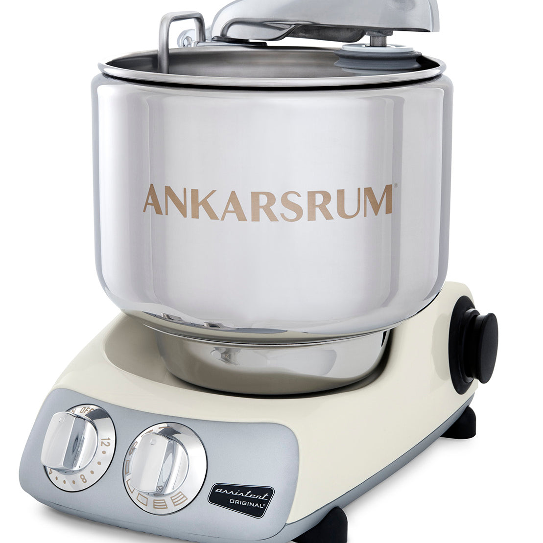 Ankarsrum Original Stand Mixer – 7L Stainless Bowl – Swedish Bread & Dough Mixer with Attachments, Light Creme