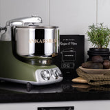 Ankarsrum Original Stand Mixer – 7L Stainless Bowl – Swedish Bread & Dough Mixer with Attachments, Olive Green