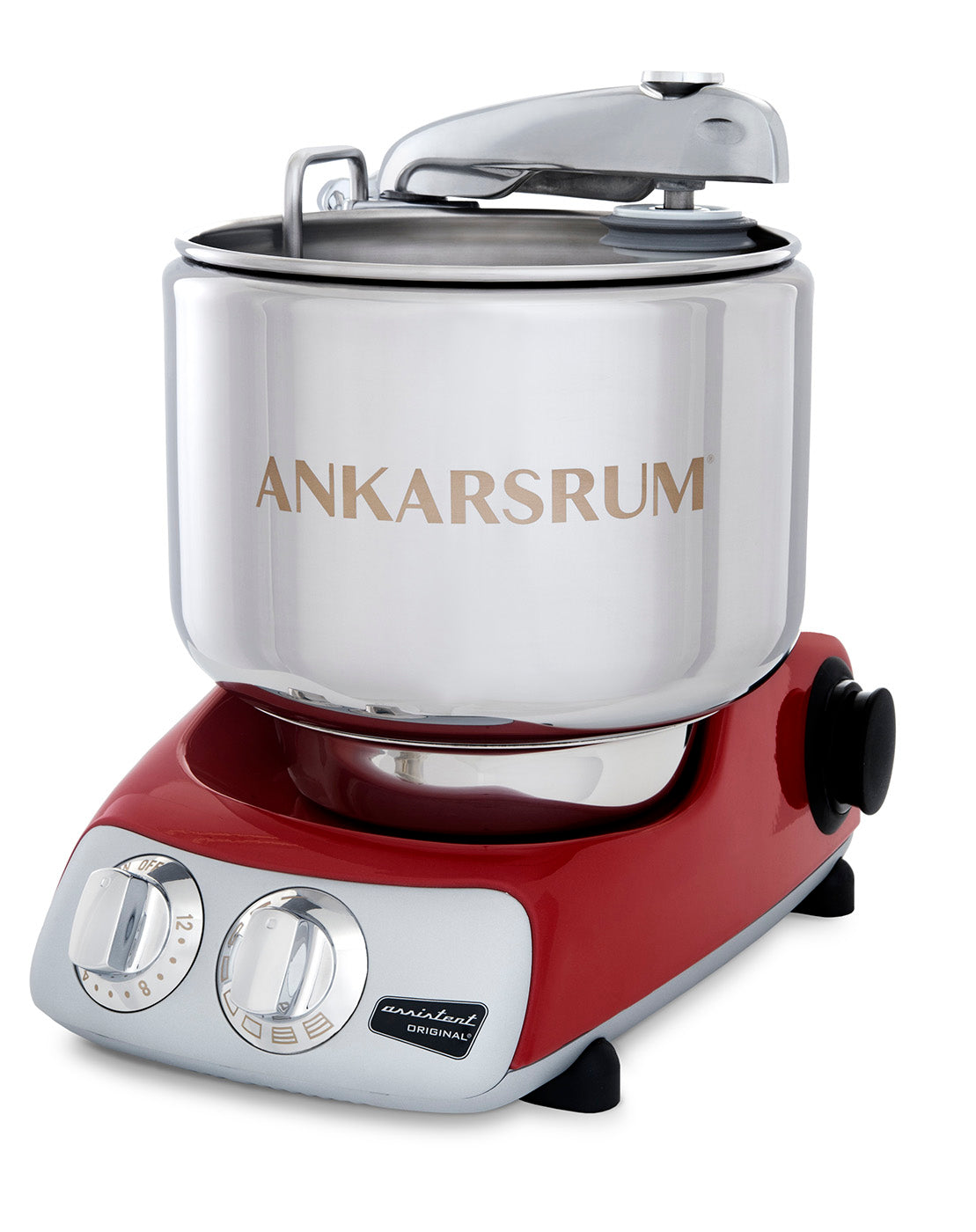 Ankarsrum Original Stand Mixer – 7L Stainless Bowl – Swedish Bread & Dough Mixer with Attachments, Red