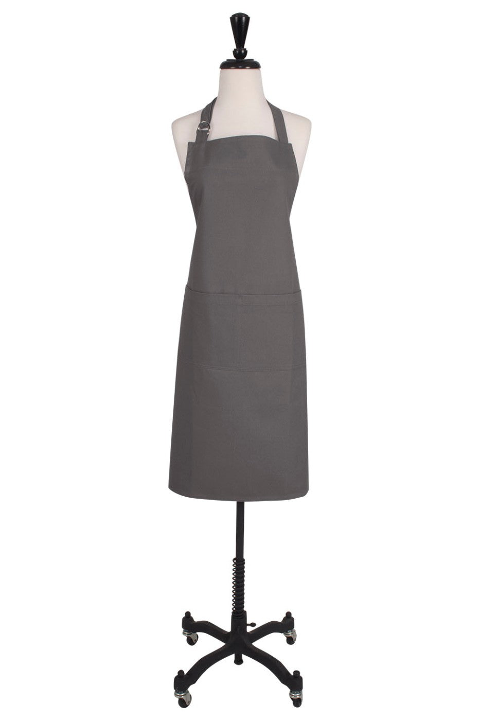KAF Home 100% Cotton Washable Solid D-Ring Apron, Pewter
