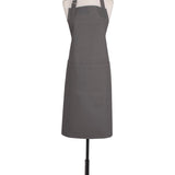 KAF Home 100% Cotton Washable Solid D-Ring Apron, Pewter