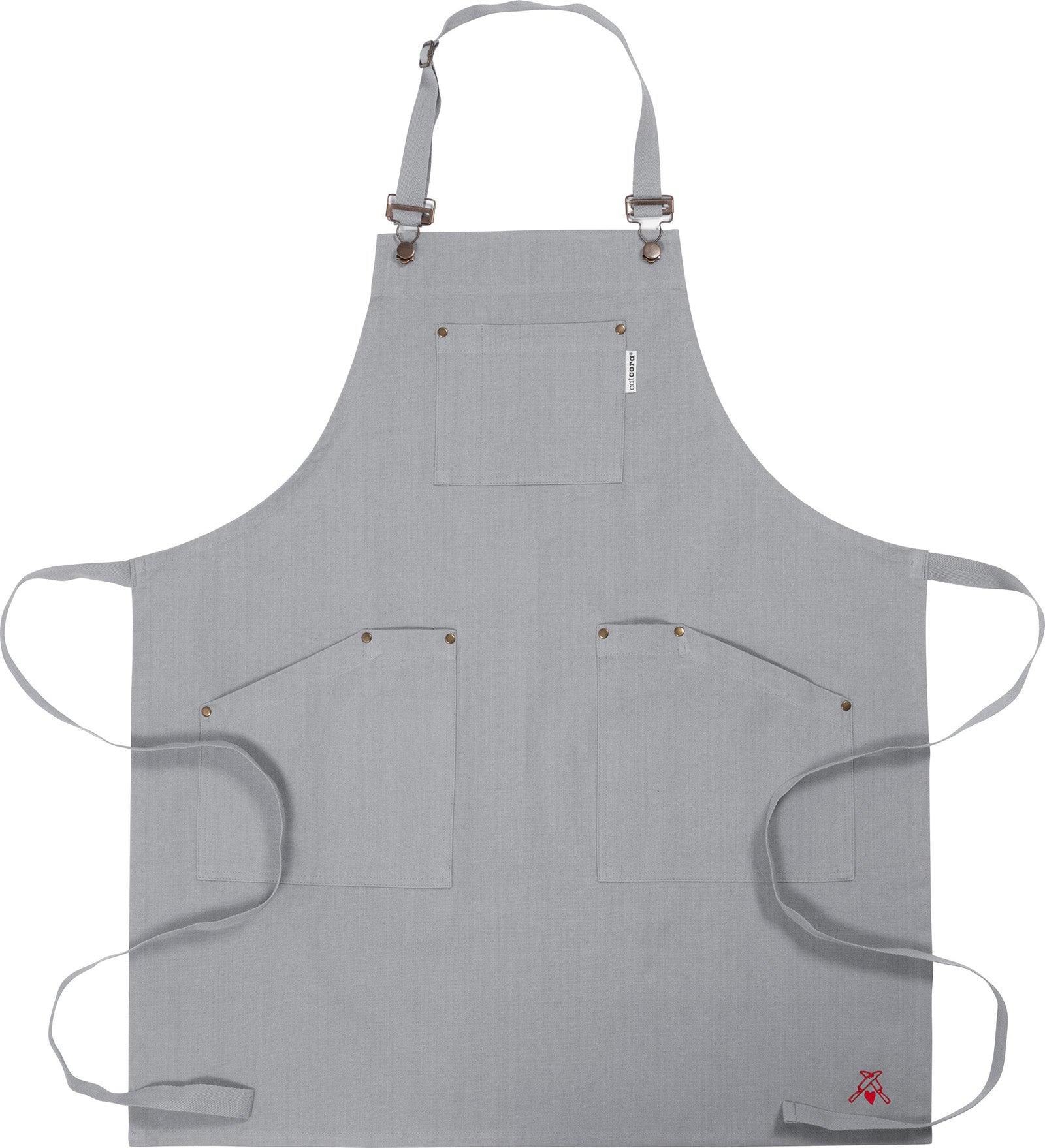 KAF Home Cat Cora Stain Proof Adjustable Chef's Apron, 28 x 36-Inch, Gray
