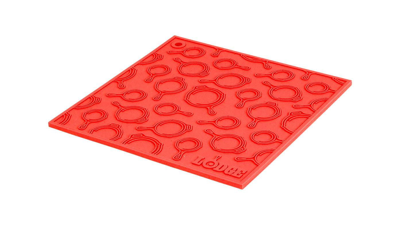 Lodge 7 Inch Square Silicone Skillet Pattern Trivet, Red