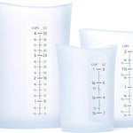 iSi Basics Silicone Flexible Clear Measuring Cup, Set of 3, 1-Cup, 2-Cup, 4-Cup, Clear
