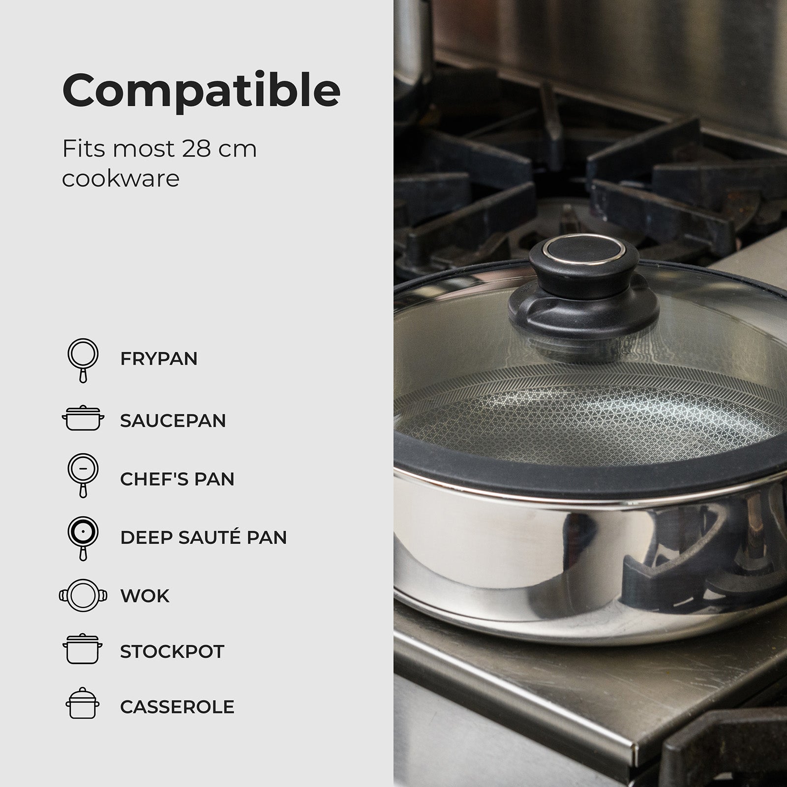 Frieling Black Cube Cookware Lid with Silicone Edges, 12.5-Inch