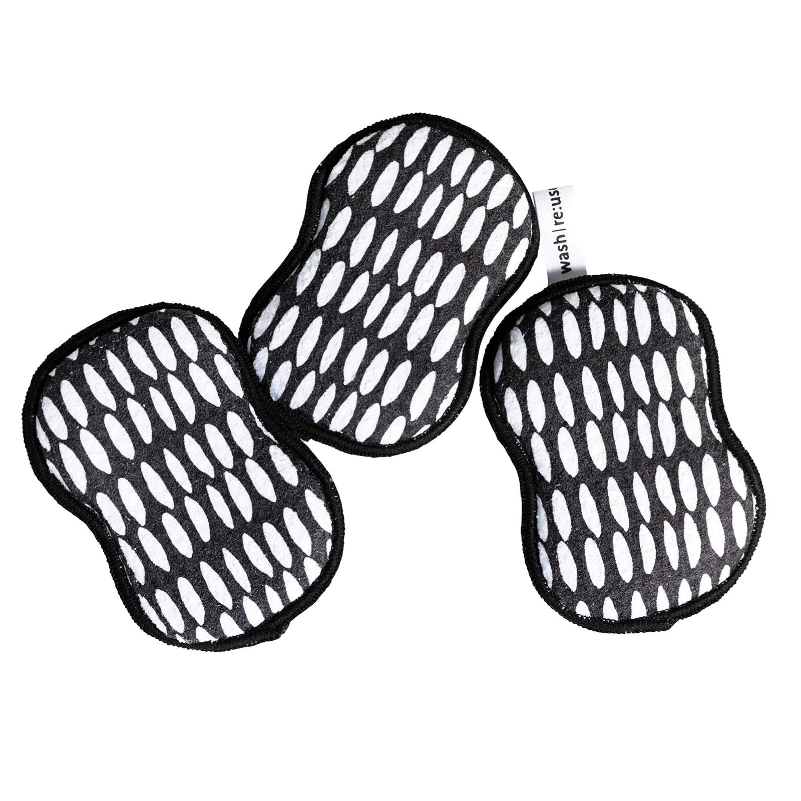 Once Again Home Co. RE:Usable Sponges, Beans Pattern, Set of 3, Black