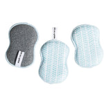 Once Again Home Co. RE:Usable Sponges, Branches Pattern, Set of 3, Turquoise