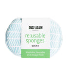 Once Again Home Co. RE:Usable Sponges, Branches Pattern, Set of 3, Turquoise