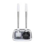 Polder Stainless-Steel Dual Bath Caddy with Toilet Brush and Plunger, White