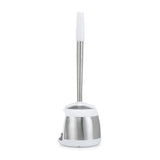 Polder Stainless-Steel Dual Bath Caddy with Toilet Brush and Plunger, White