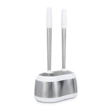 Polder Stainless-Steel Dual Bath Caddy with Toilet Brush and Plunger, White