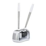 Polder Stainless-Steel Dual Bath Caddy with Toilet Brush and Plunger, White