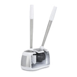 Polder Stainless-Steel Dual Bath Caddy with Toilet Brush and Plunger, White