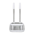Polder Stainless-Steel Dual Bath Caddy with Toilet Brush and Plunger, White